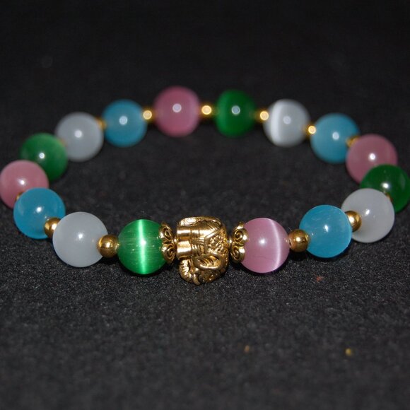 Elephant Bracelet,Cat Eye Like Beads,Colorful Bracelet - Picture 2 of 2